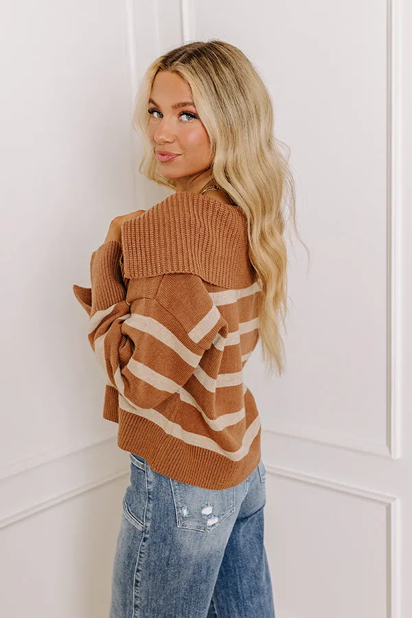 Fill Up Your Cup Stripe Sweater In Iced Mocha