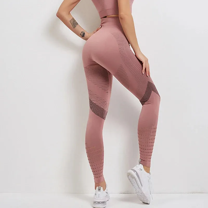 Fitness Pants Gym Leggings Women Seamless Energy Tights High Waist Sports Pants Workout Running Activewear Hollow Yoga Leggings