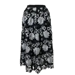 Floral Embroidery Hollow Out A-Line Skirt