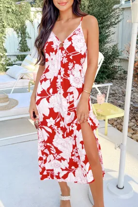 Floral Print O-Ring Maxi Dress