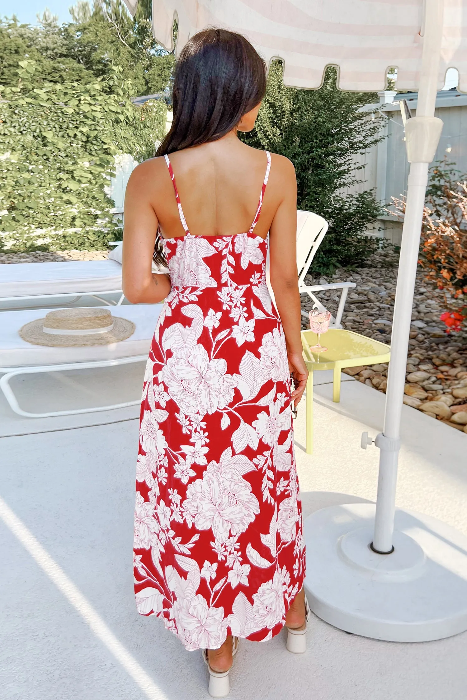 Floral Print O-Ring Maxi Dress