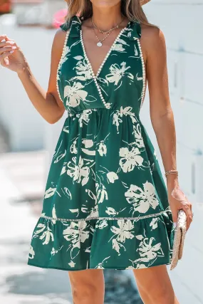 Floral Print Pom Pom Mini Dress