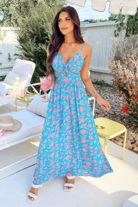 Floral Print Twisted Cami Maxi Dress