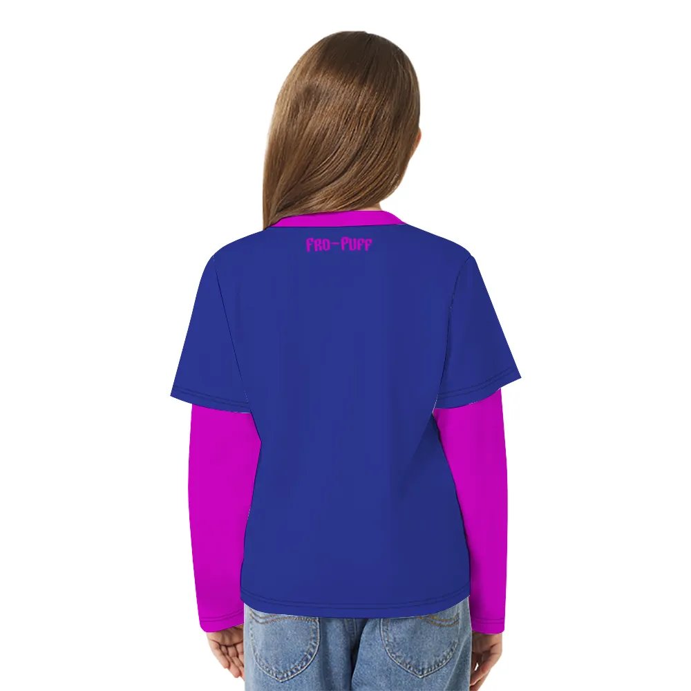 Fro-Puff Long-sleeve Splicing Tees for Girls