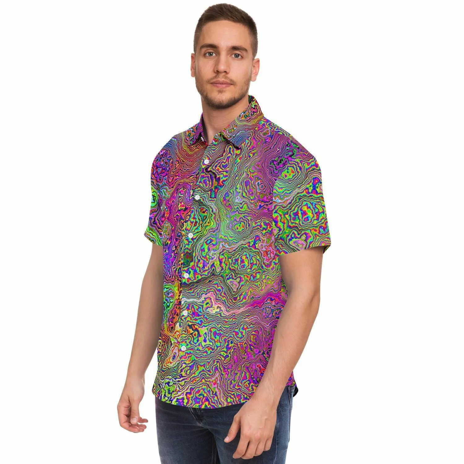 FRUITY Short Sleeve Button Down Shirt - HUBERT SOLCZYNSKI