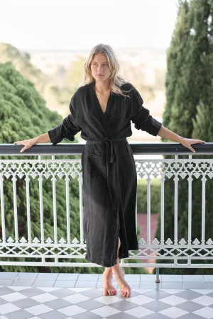 Fundamental Linen Robe - Black