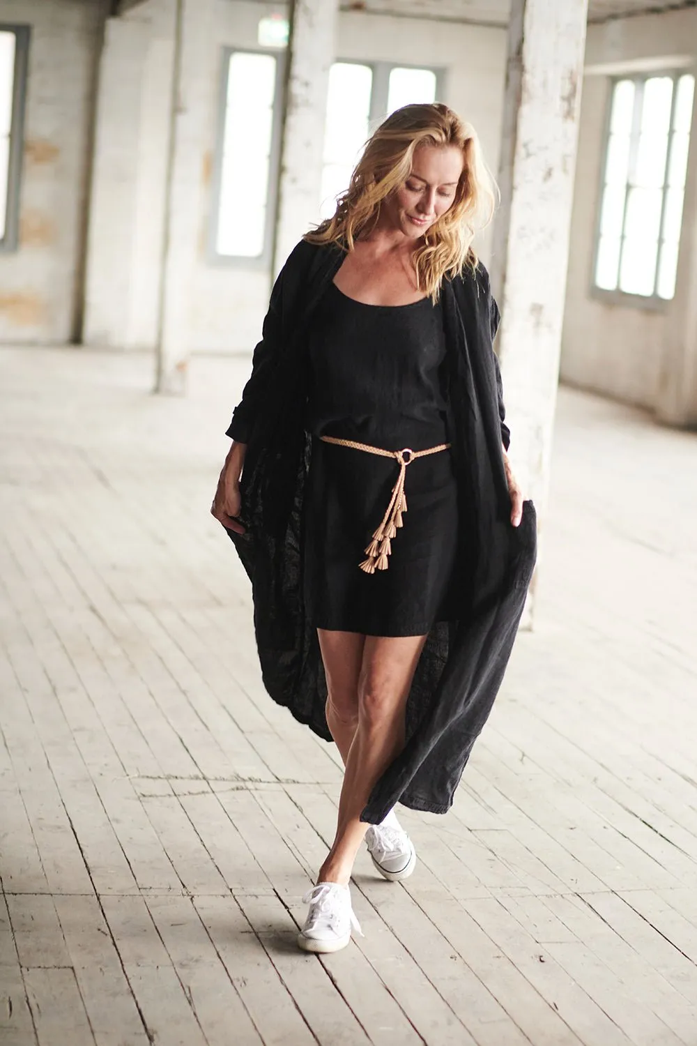 Fundamental Linen Robe - Black