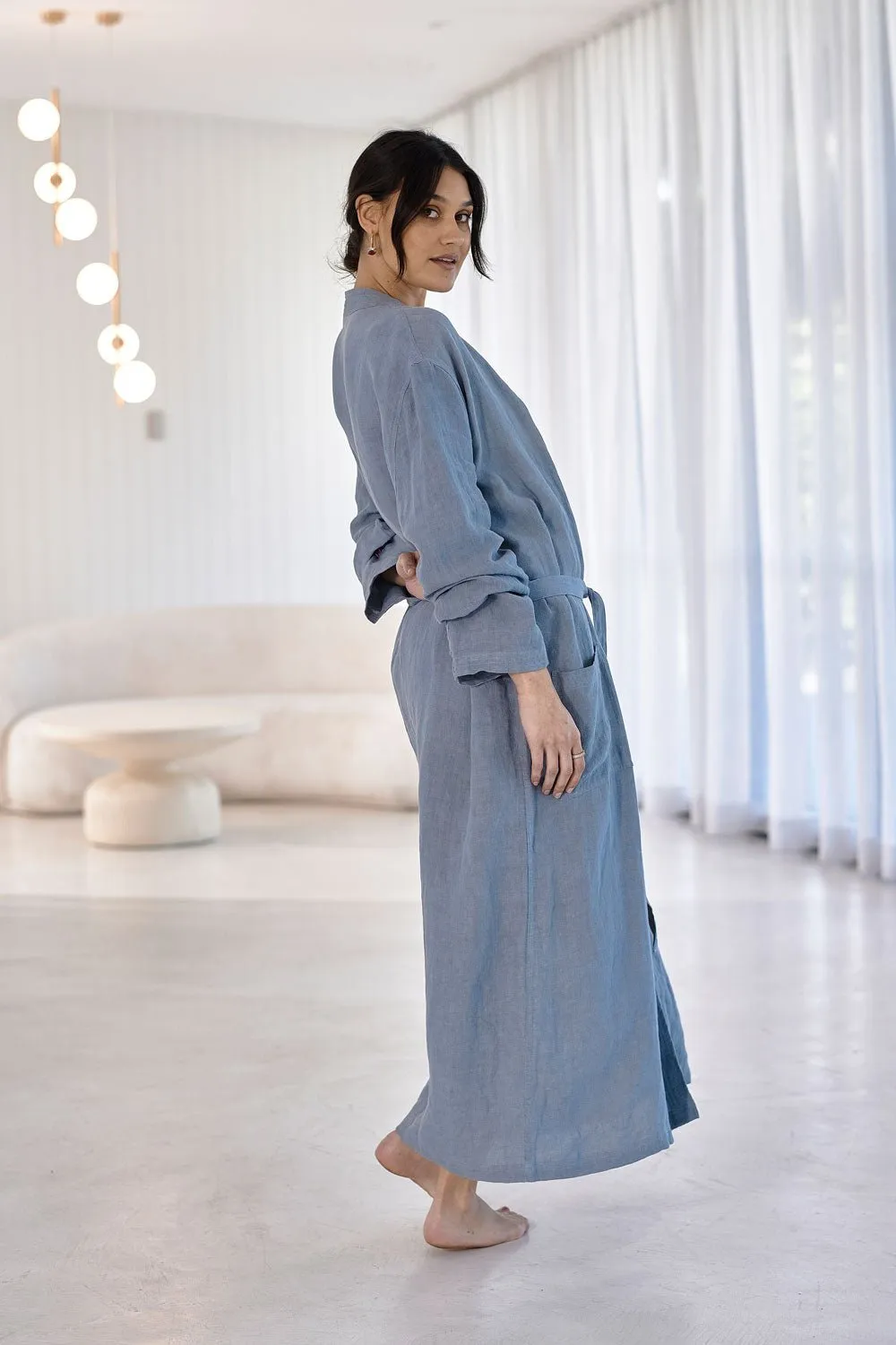 Fundamental Linen Robe - Blue