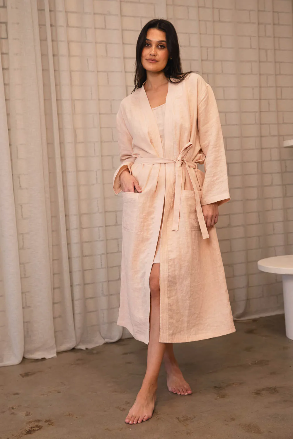 Fundamental Linen Robe - Blush