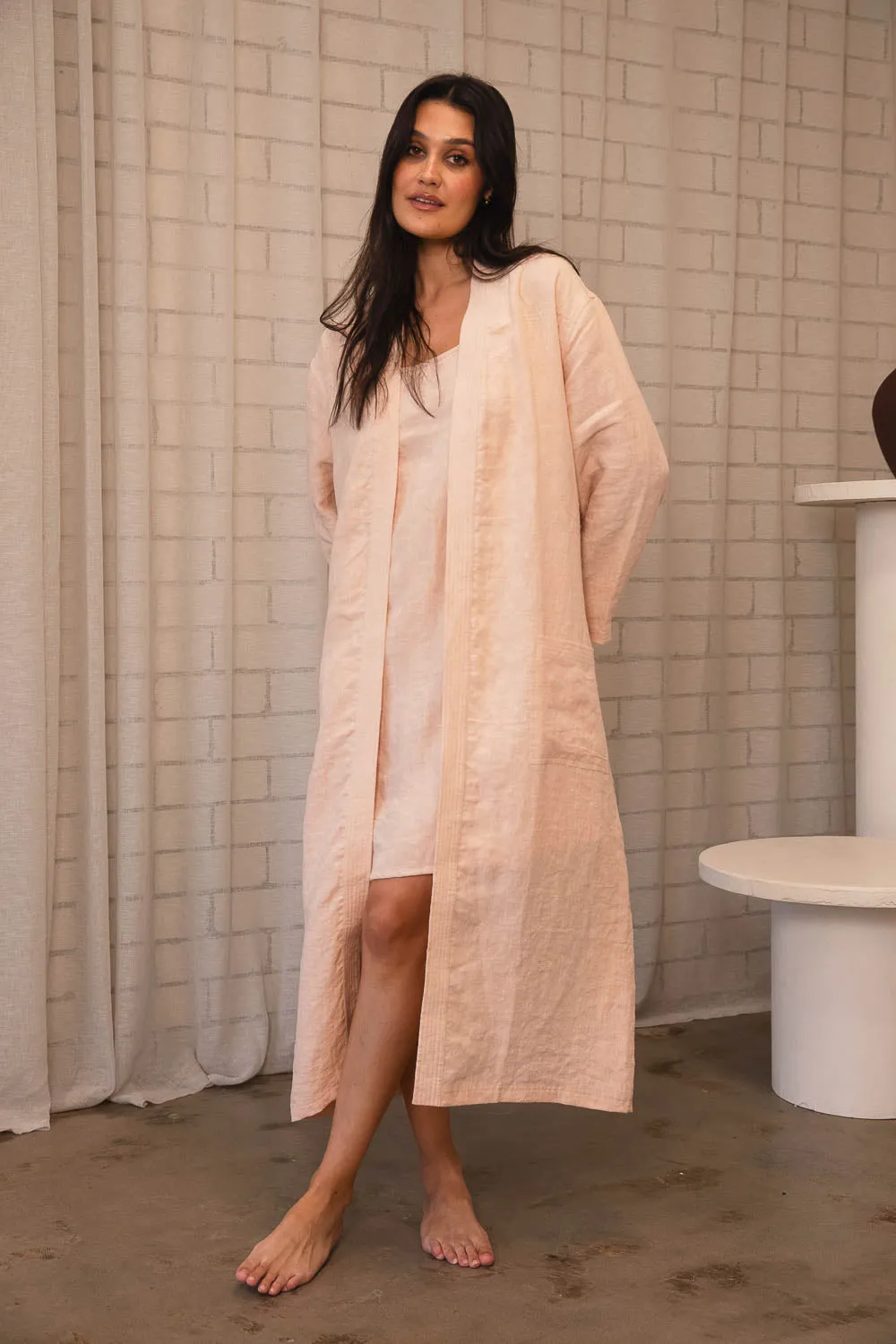 Fundamental Linen Robe - Blush