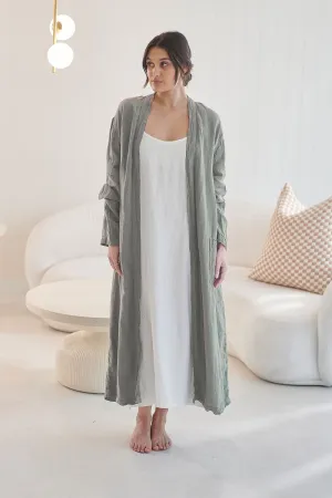 Fundamental Linen Robe - Pistachio