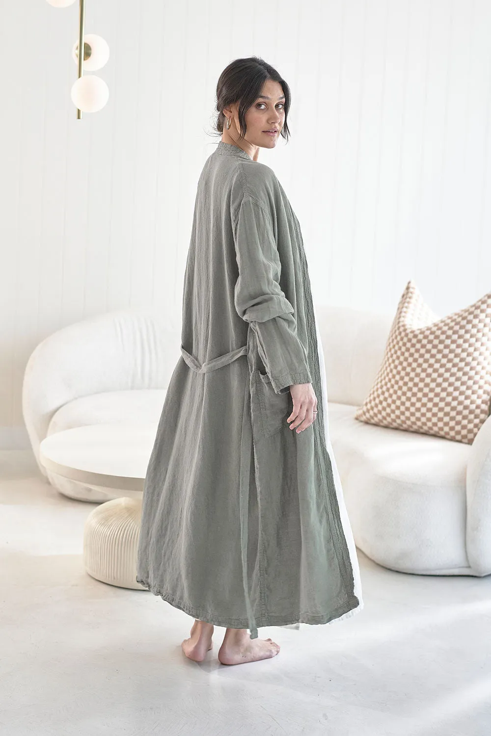 Fundamental Linen Robe - Pistachio