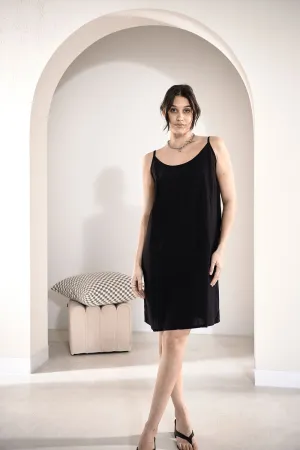 Fundamental Linen Slip Dress - Black 