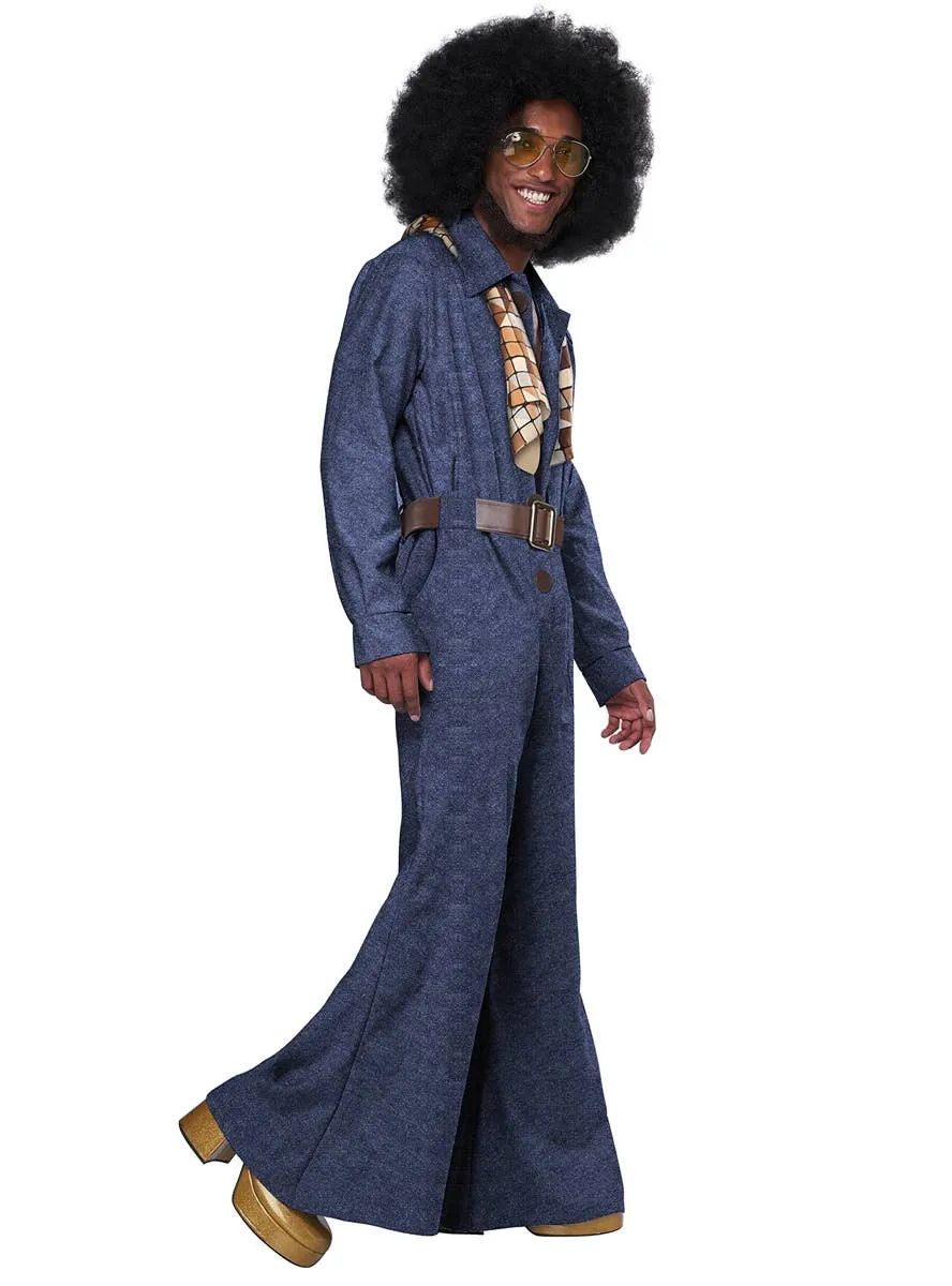 Funky Blue Denim Mens 1970s Disco Costume