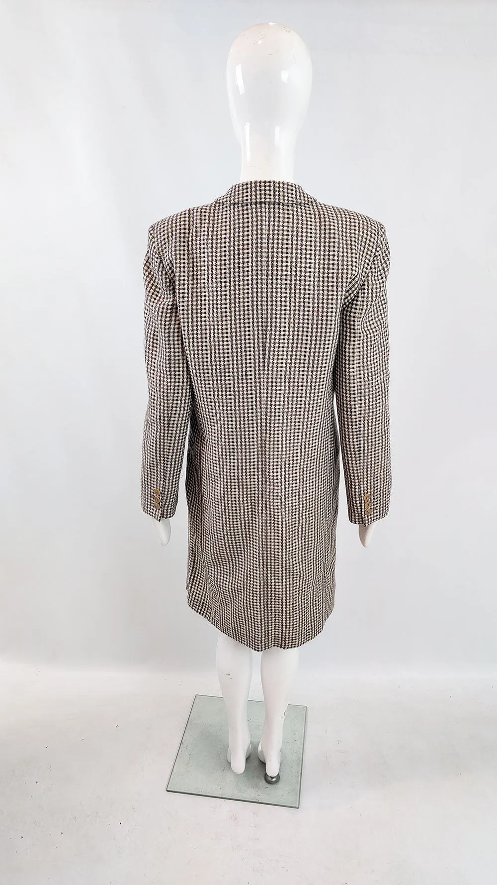 Giorgio Armani Vintage Womens Tweed Built in Waistcoat Coat, 1980s