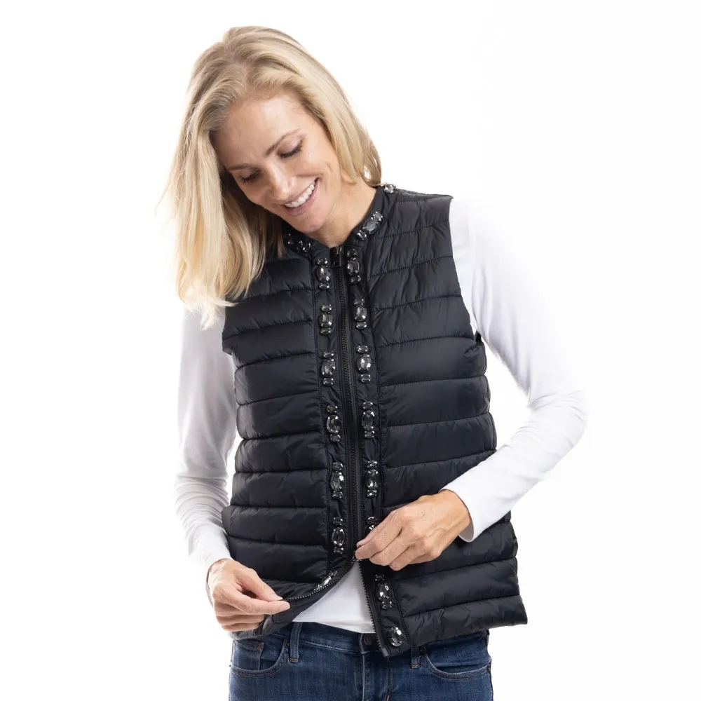 Glam Rhinestone Puffer Vest