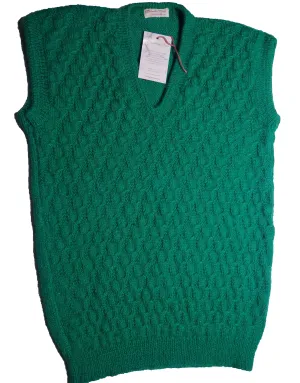 GraminArts Handmade Green Color Woolen V-Neck Half Sweater For Men