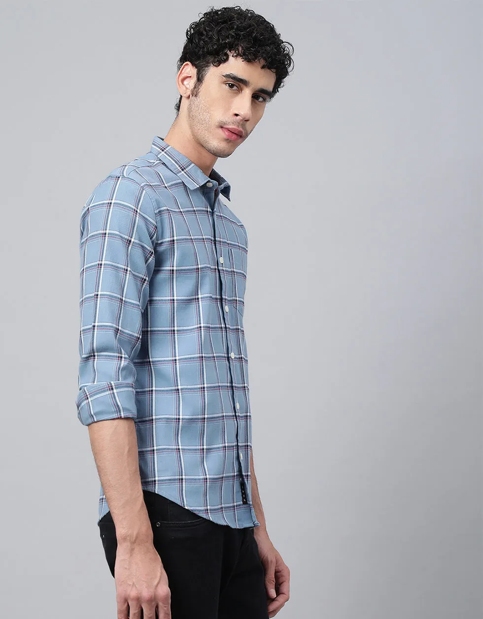 Grey Checks Printed Shirt