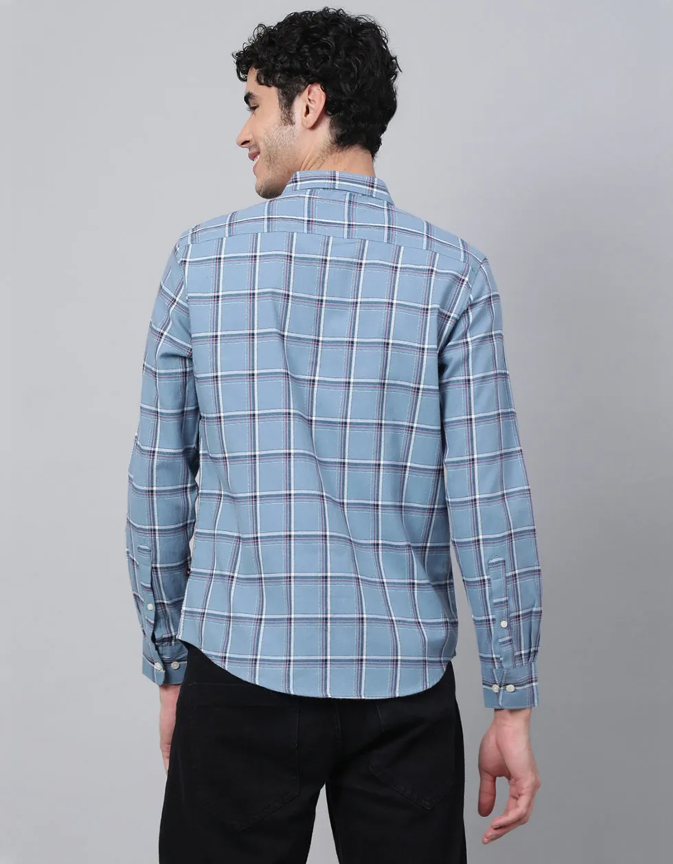 Grey Checks Printed Shirt