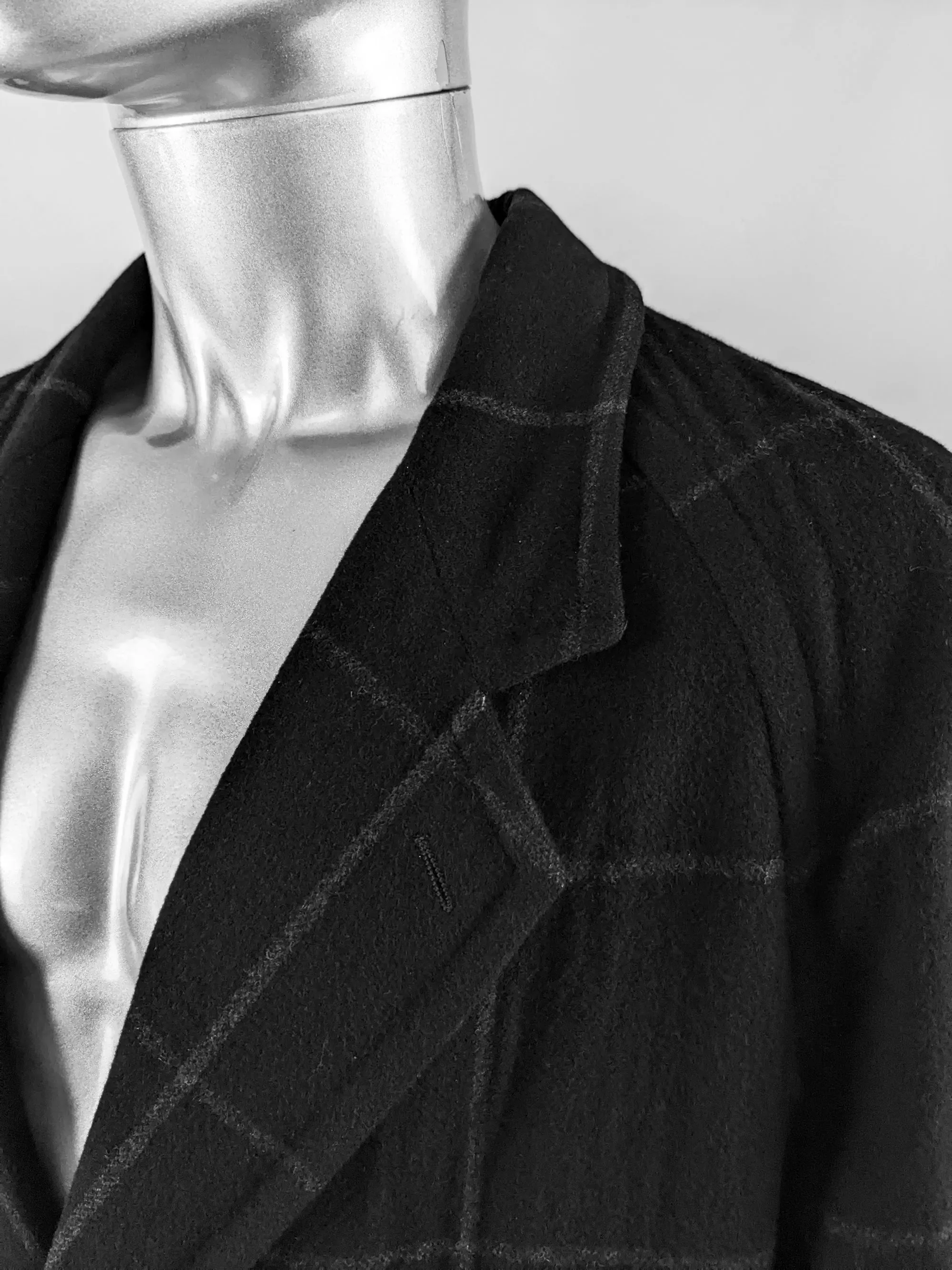 Harrods Vintage Italian Virgin Wool Checked Overcoat, 1980s