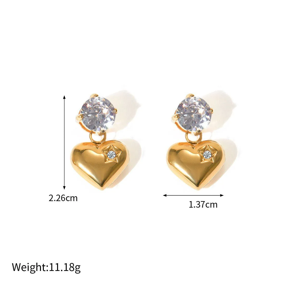 Heart Zircon Earrings