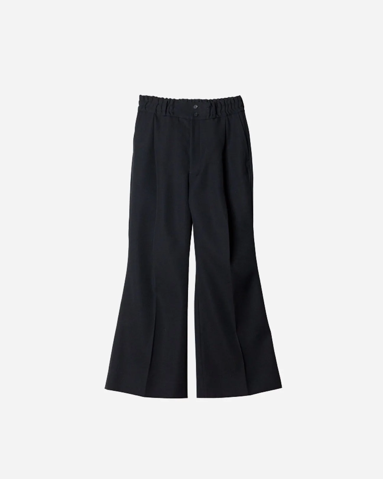 HEAVY WOOL GABARDINE FLARE EASY TROUSERS .10【BLACK】