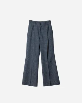 HEAVY WOOL GABARDINE FLARE EASY TROUSERS .10【GLEN CHECK】