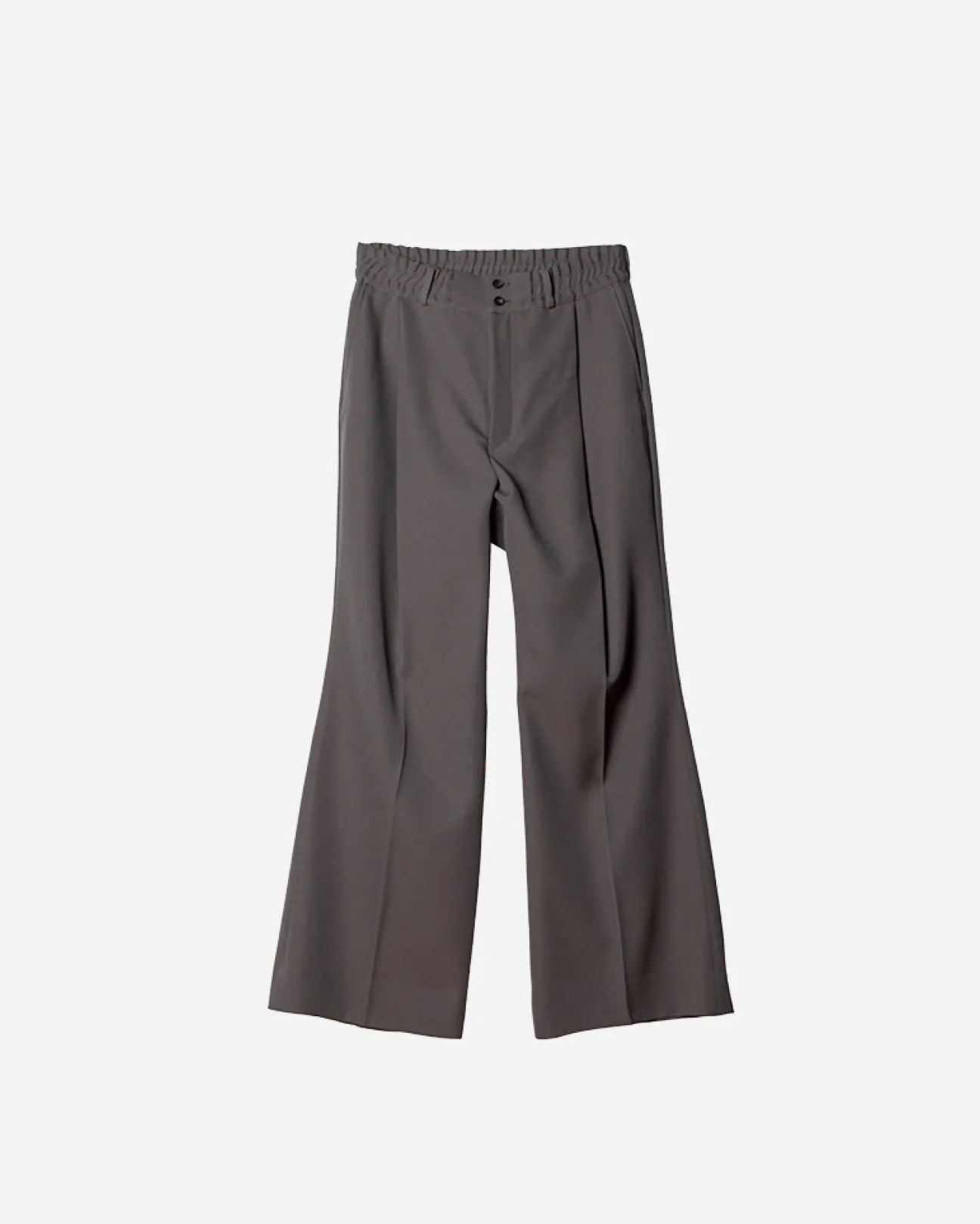 HEAVY WOOL GABARDINE FLARE EASY TROUSERS .10【GUNMETAL】