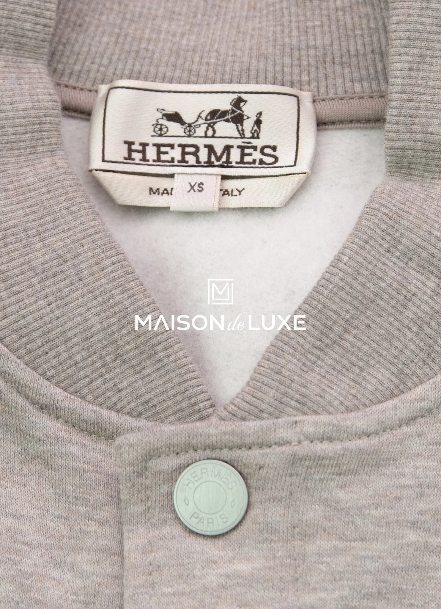 Hermes Naturel Teddy Varsity Jacket XS