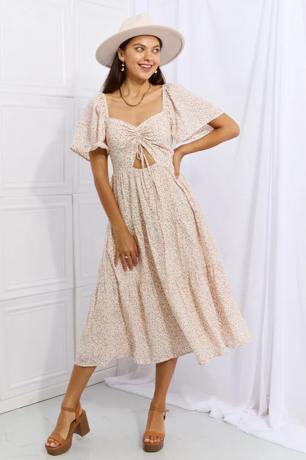 HEYSON Let It Grow Full Size Floral Tiered Ruffle Midi Dress