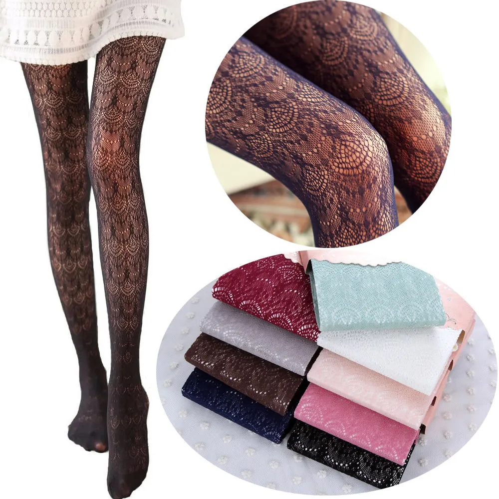 Hot! Women Sexy Stockings Summer Autumn Hollow Tights Japanese Lace Pantyhose Fishnet Stockings High Elastic Vintage Pantyhose