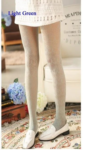 Hot! Women Sexy Stockings Summer Autumn Hollow Tights Japanese Lace Pantyhose Fishnet Stockings High Elastic Vintage Pantyhose