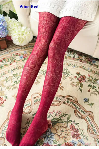 Hot! Women Sexy Stockings Summer Autumn Hollow Tights Japanese Lace Pantyhose Fishnet Stockings High Elastic Vintage Pantyhose