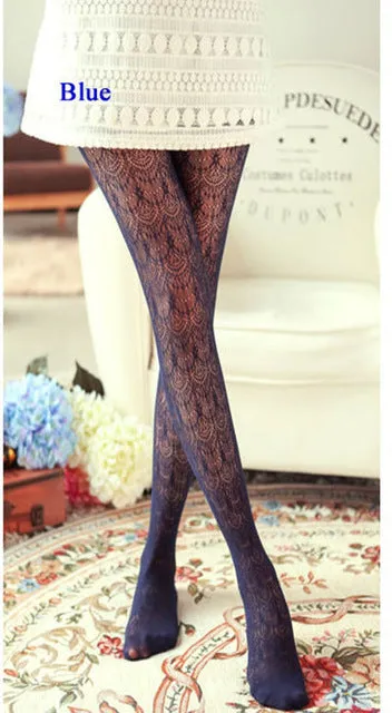 Hot! Women Sexy Stockings Summer Autumn Hollow Tights Japanese Lace Pantyhose Fishnet Stockings High Elastic Vintage Pantyhose