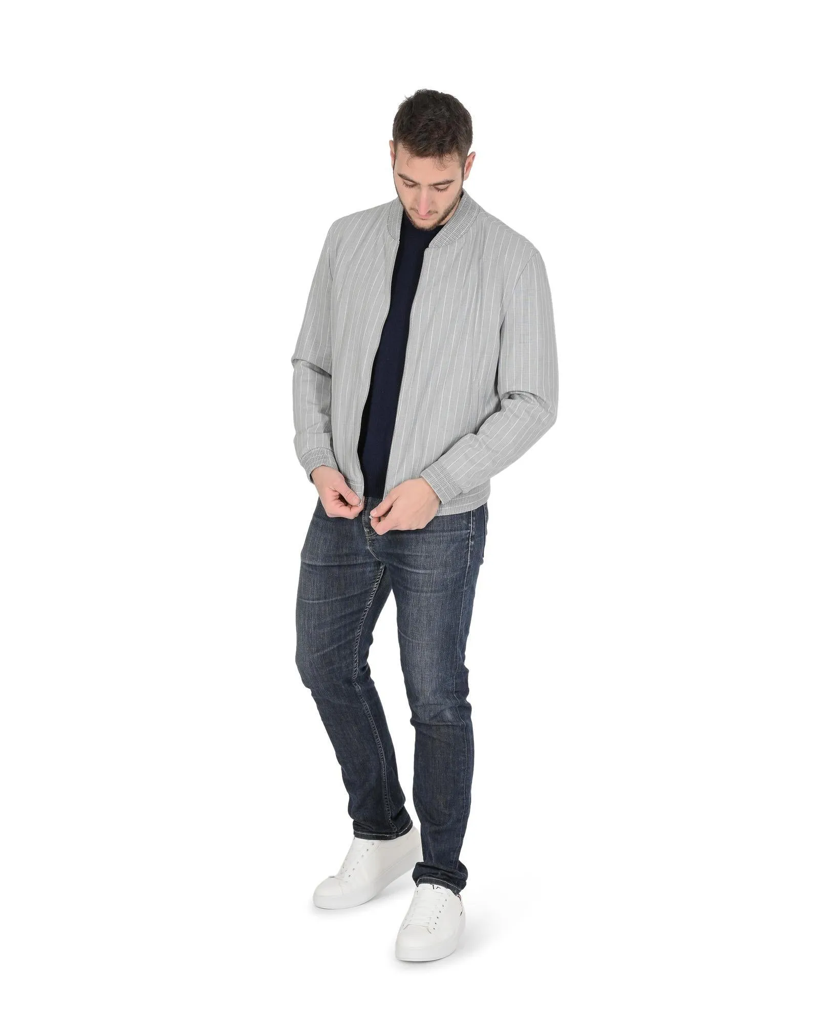 Hugo Boss Mens Striped Bomber Jacket