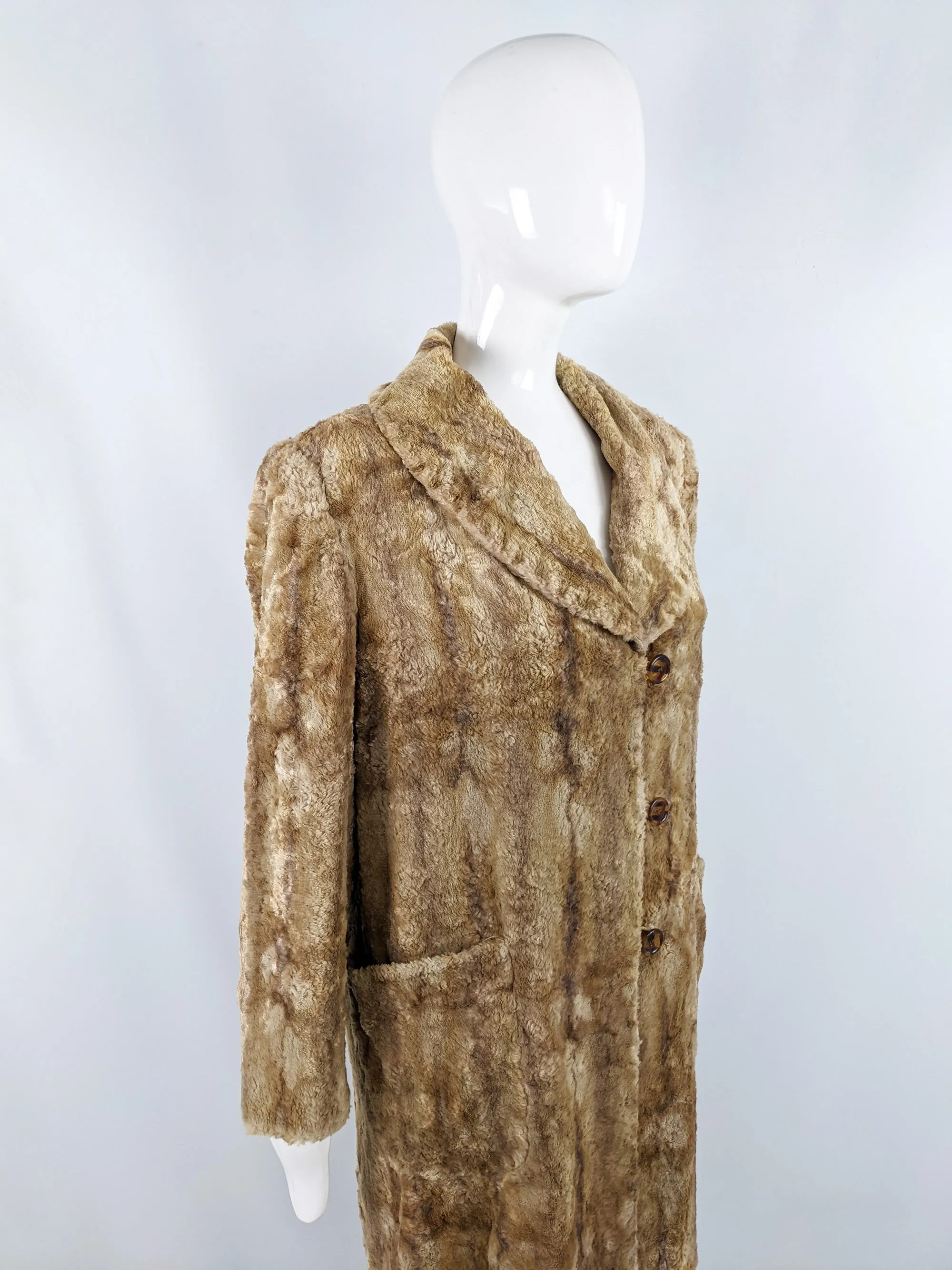 Iceberg Vintage Blonde Faux Fur Old Hollywood Style Coat, 1990s