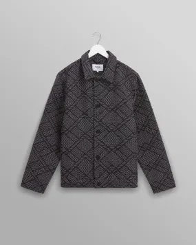 Iggy - Navy Diamond Stitch Jacquard Jacket