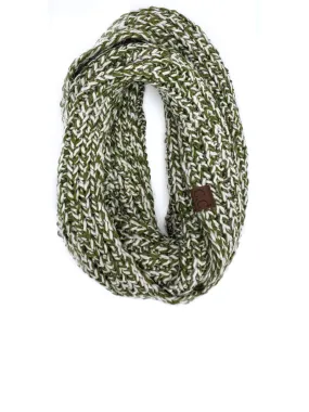 INF-123 OLIVE NATURAL CROCHET SCARF