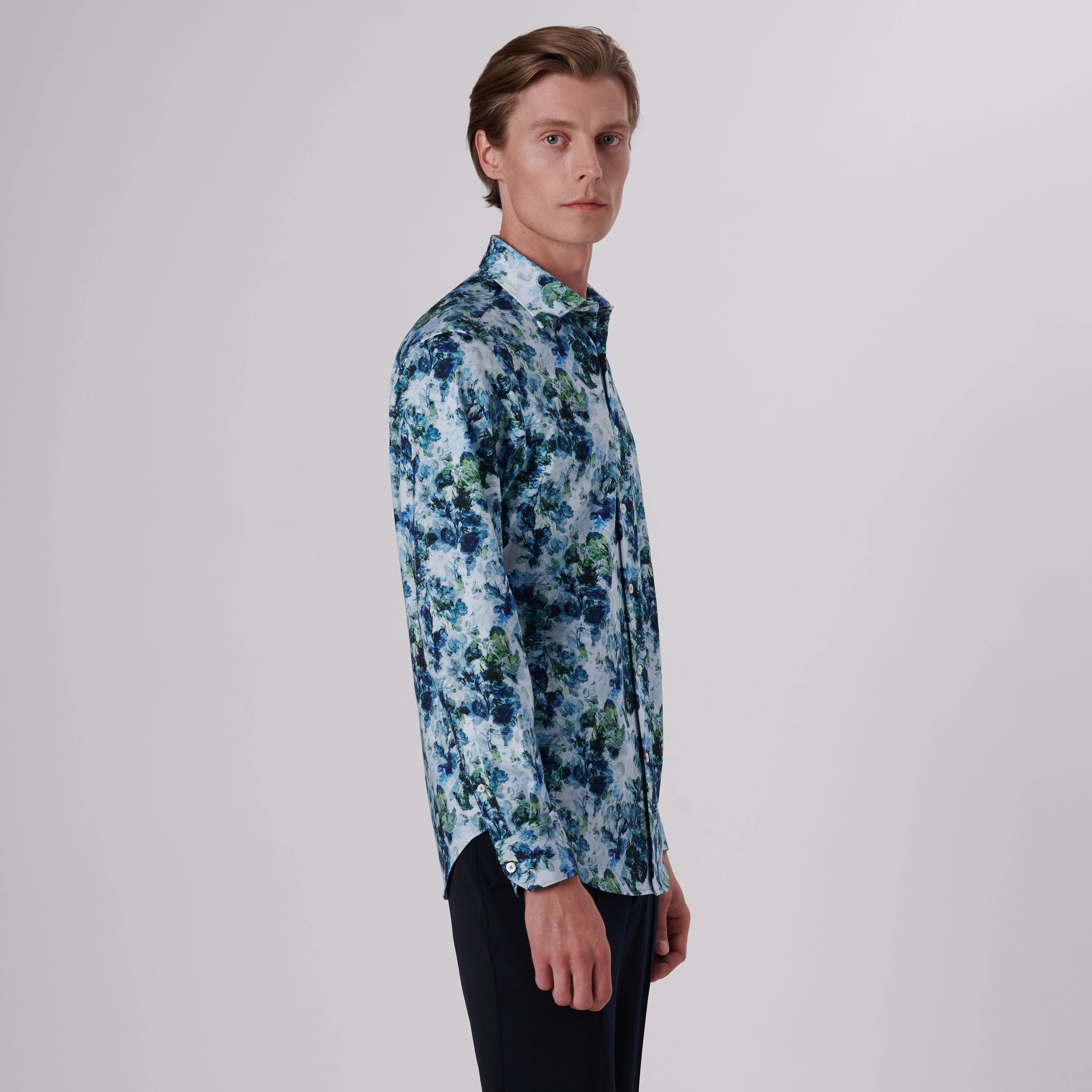 James Aquarelle Leaf Print OoohCotton Shirt