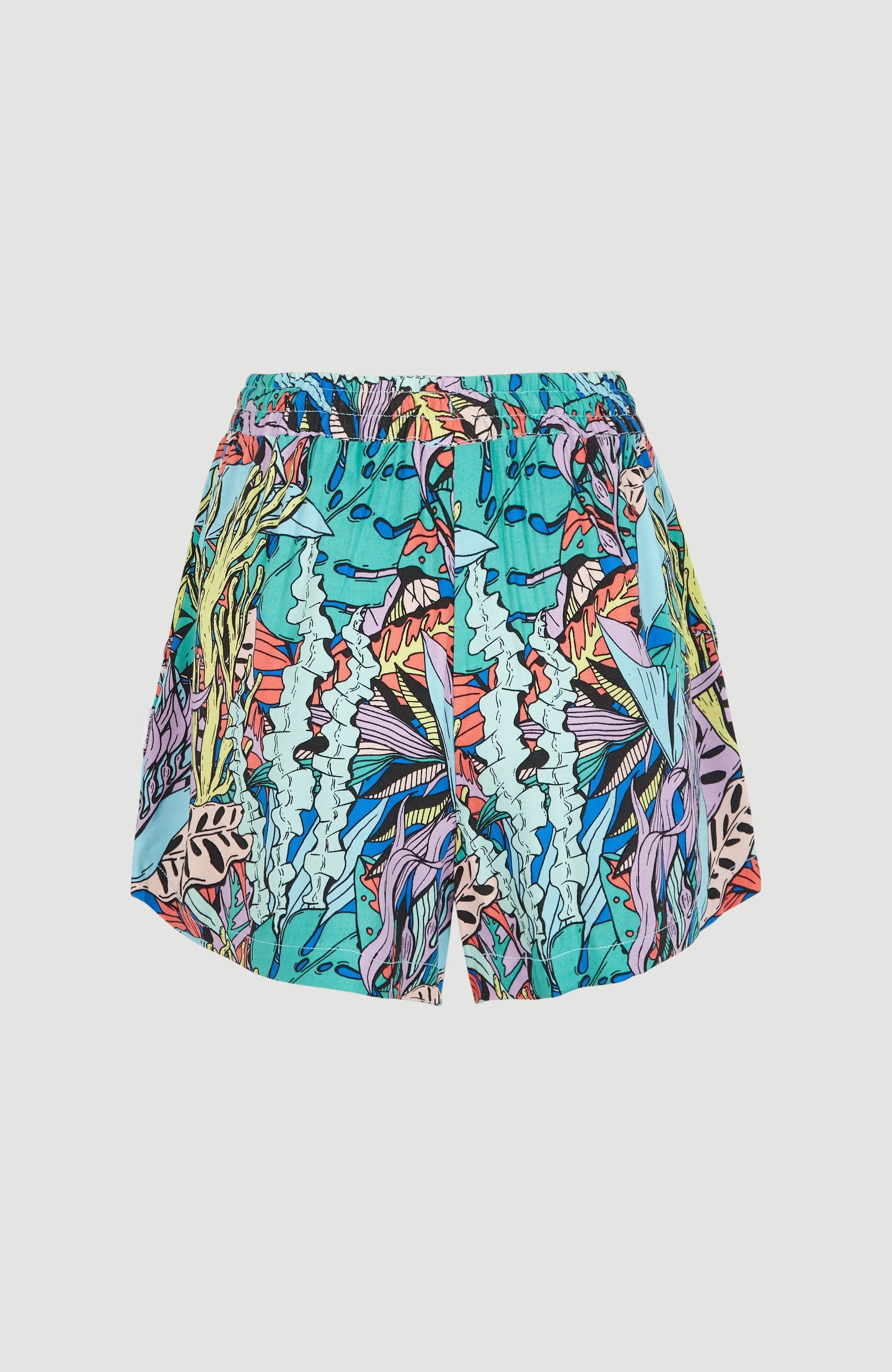 Java Wave High-Waist Shorts | Blue Comic Seaweed