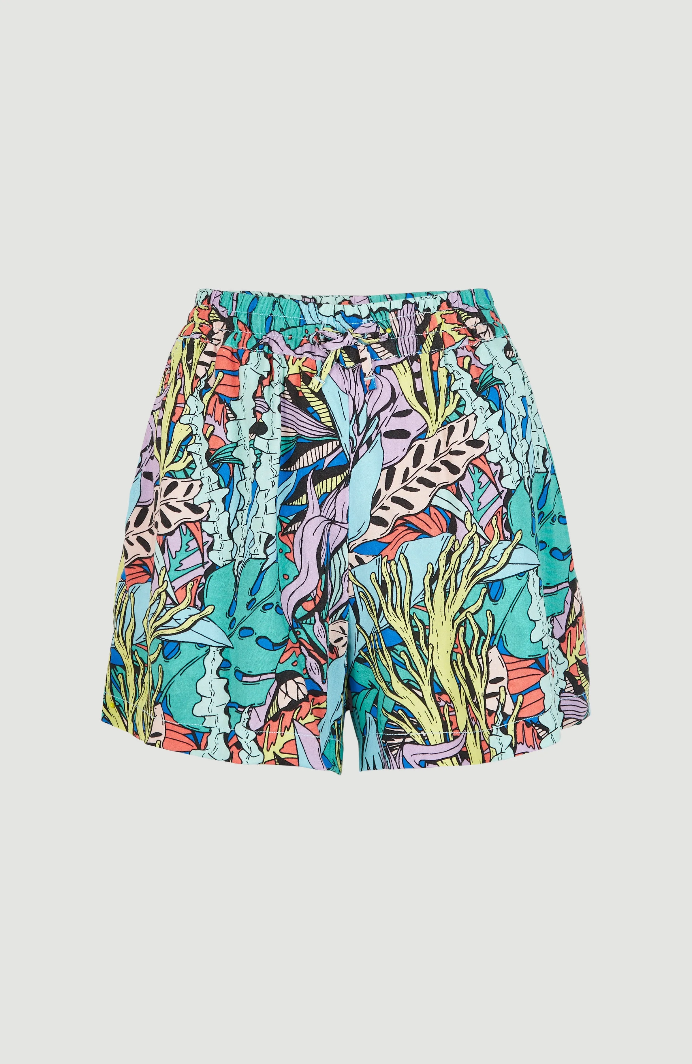 Java Wave High-Waist Shorts | Blue Comic Seaweed