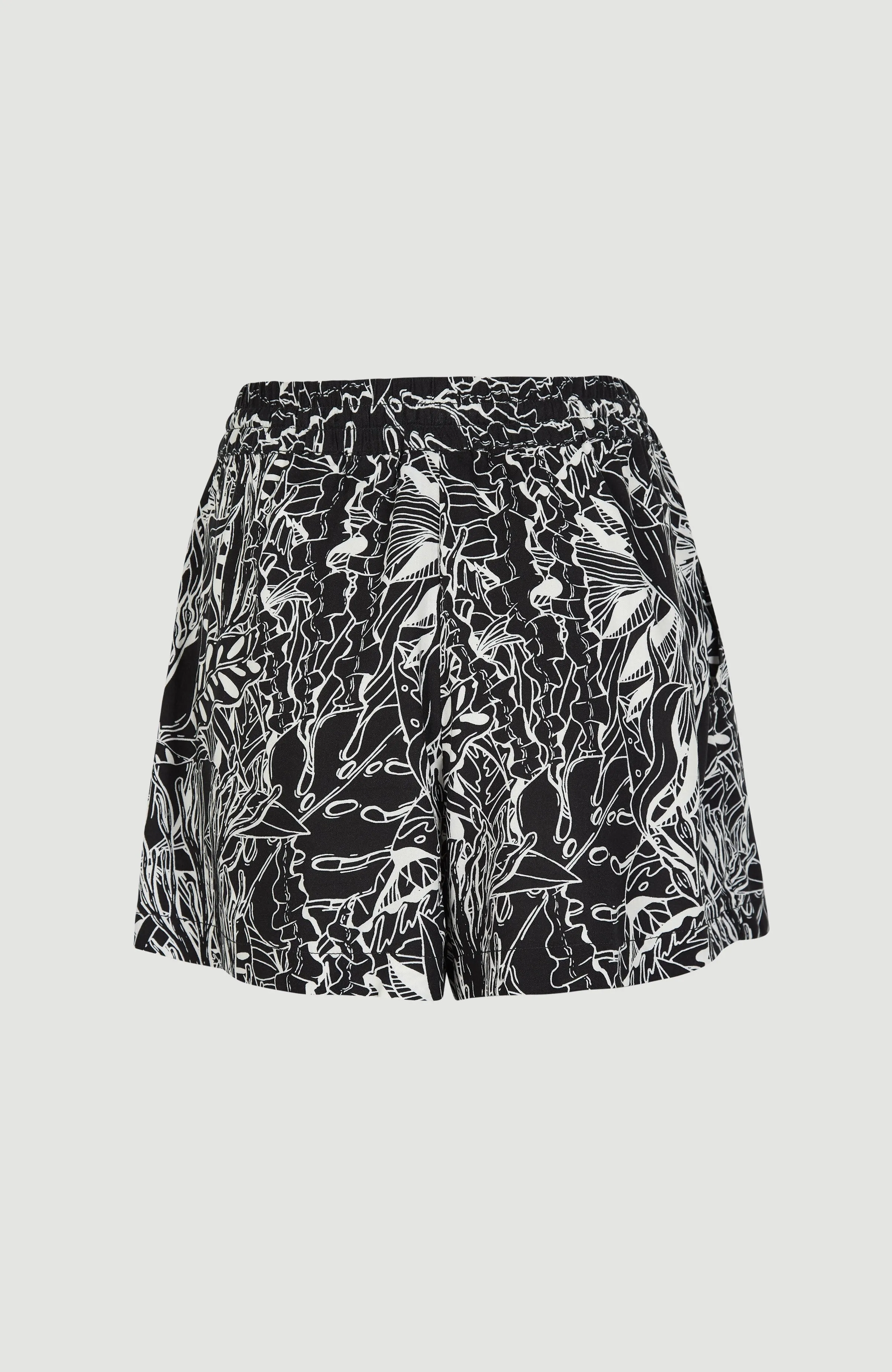 Java Wave High-Waist Shorts | White . Black Comic Seaweed