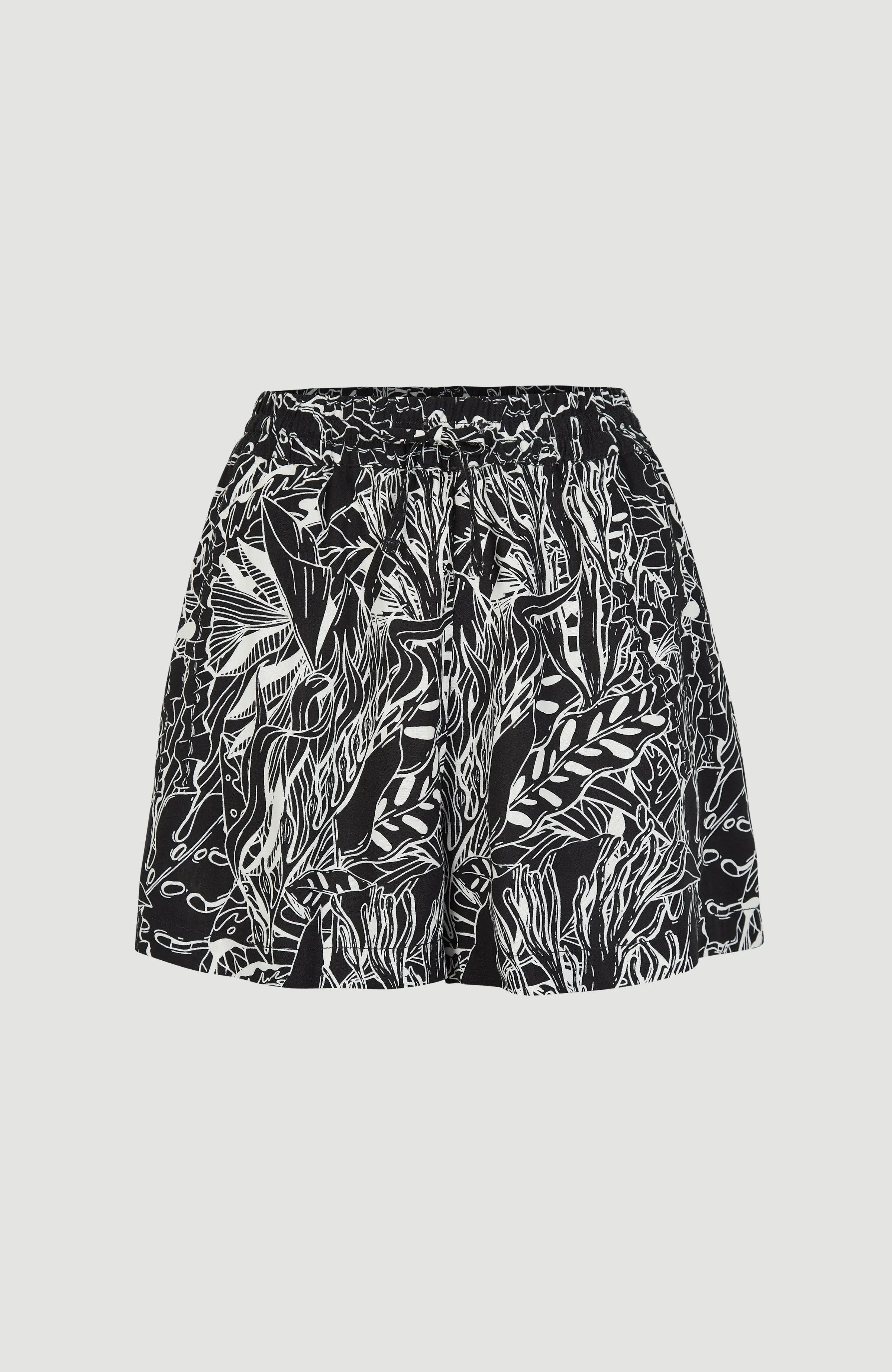 Java Wave High-Waist Shorts | White . Black Comic Seaweed