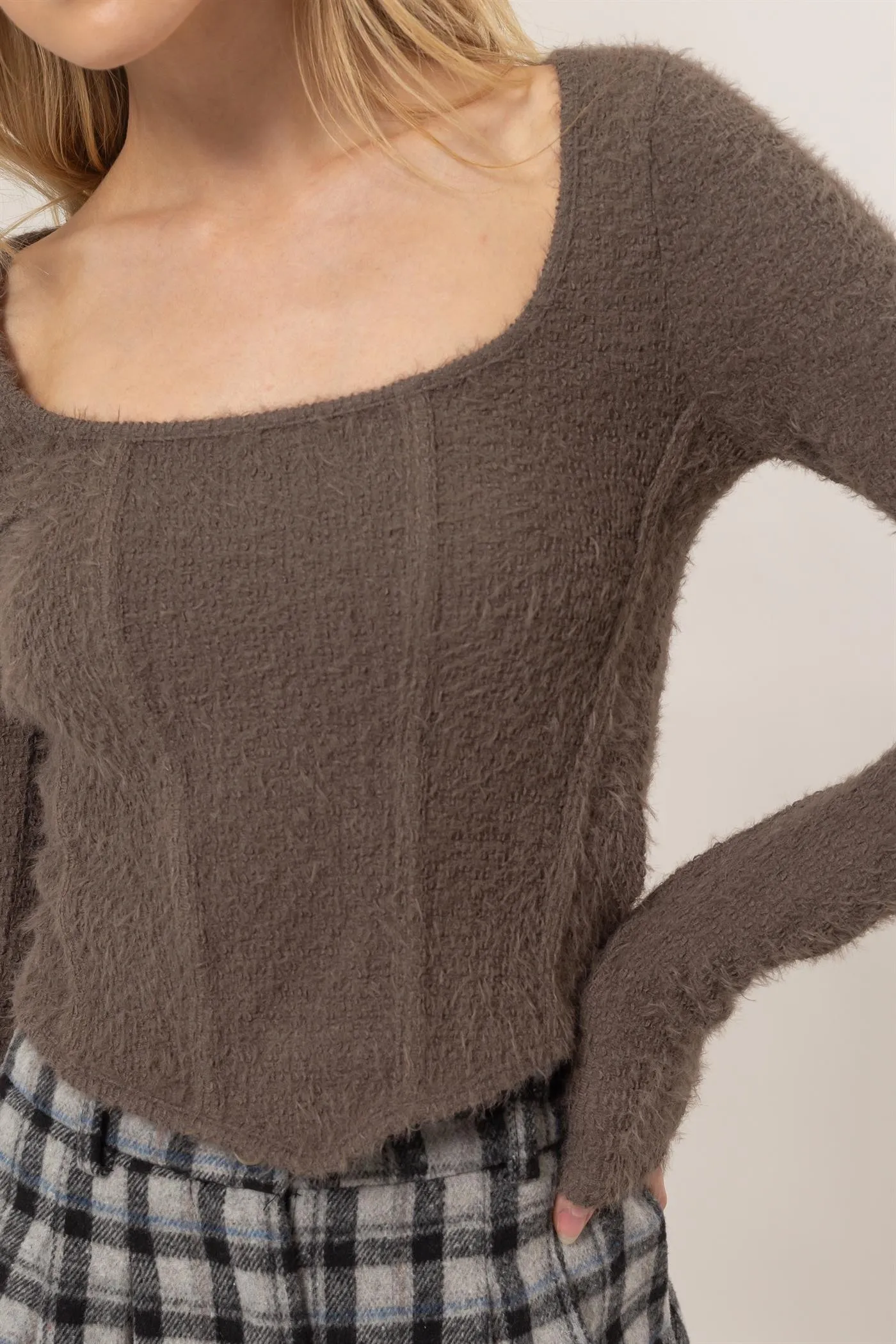 Jr Crop Top - Sweater - Brown