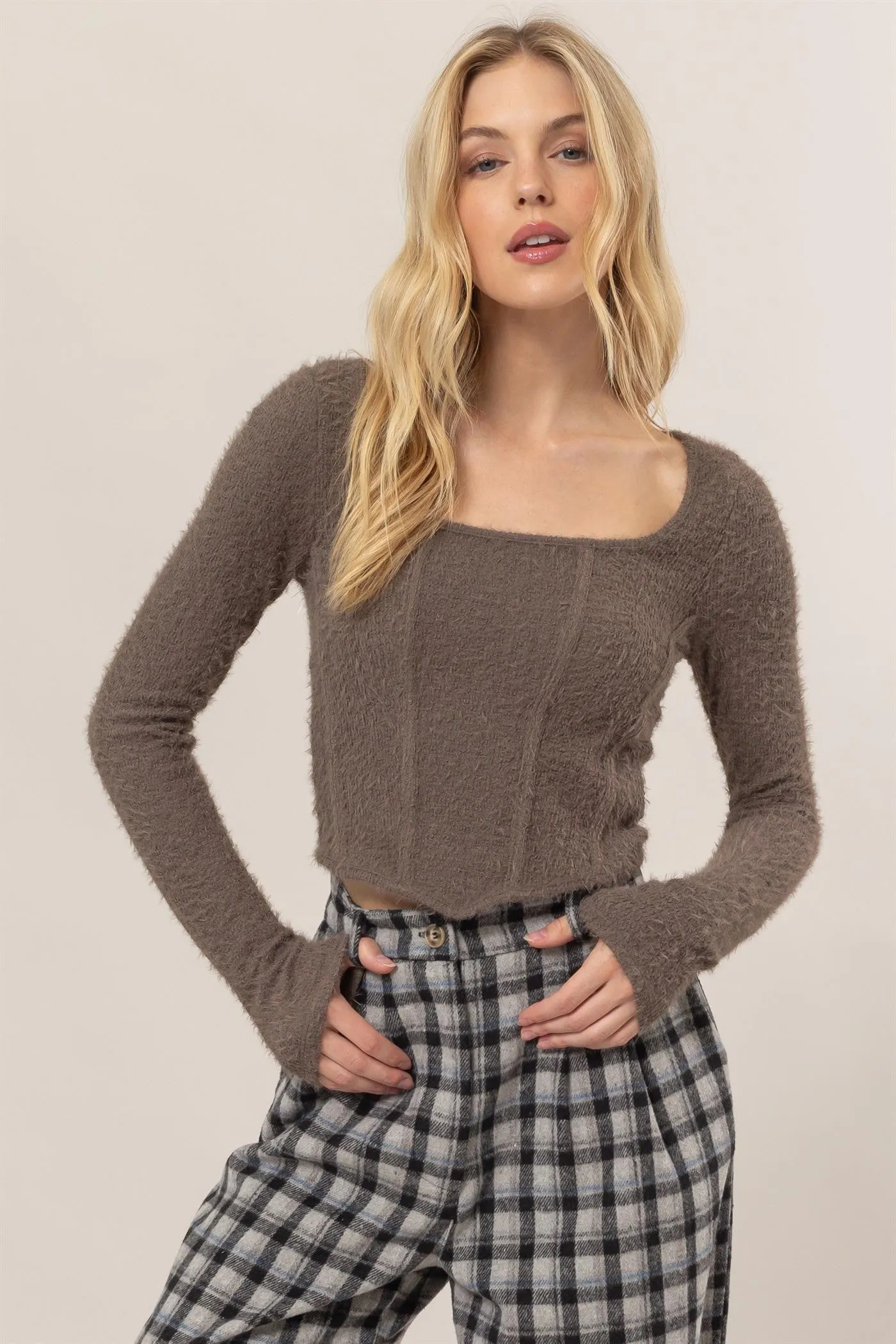 Jr Crop Top - Sweater - Brown