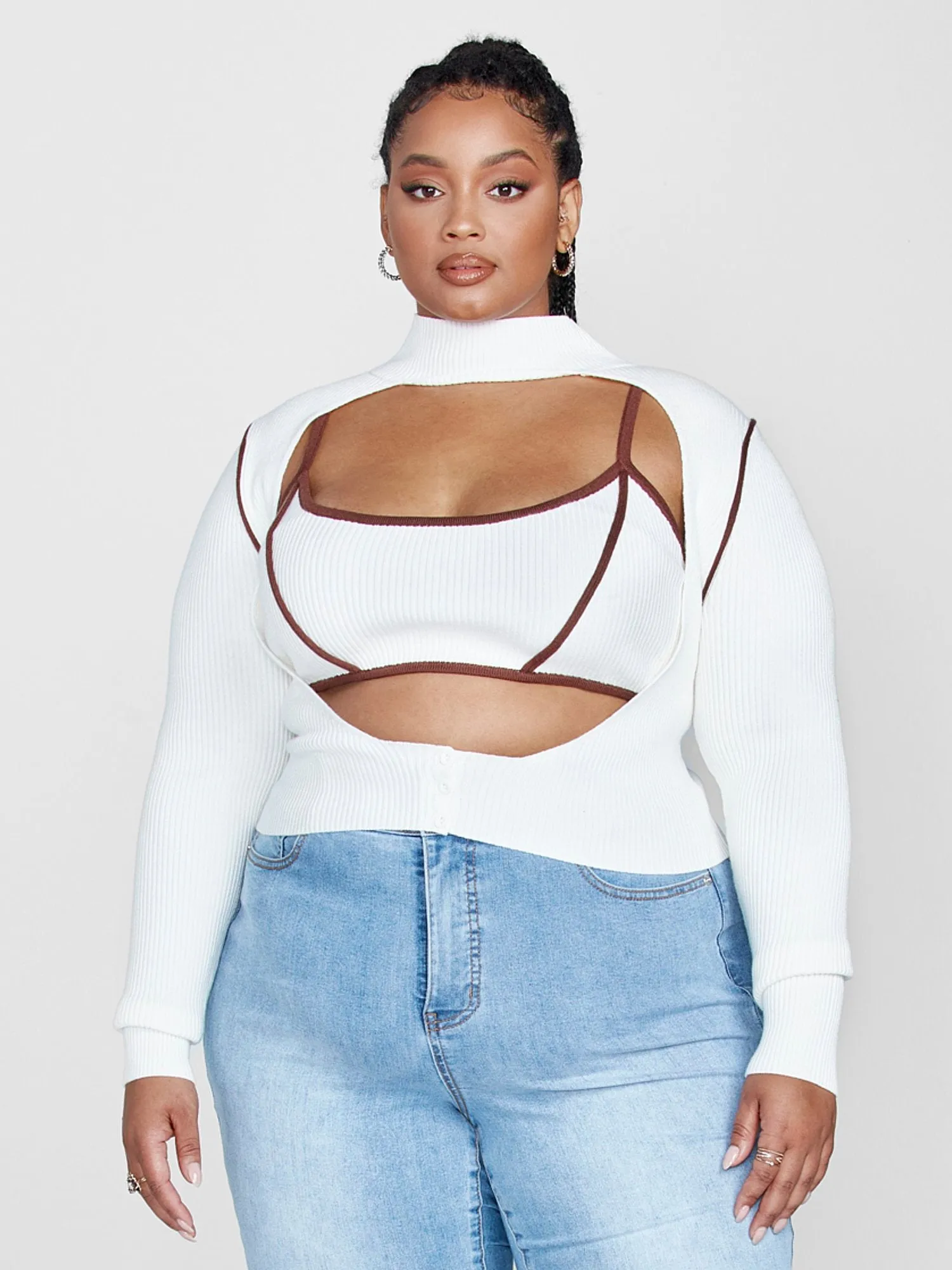 Keisha Cutout Sweater and Tank Set