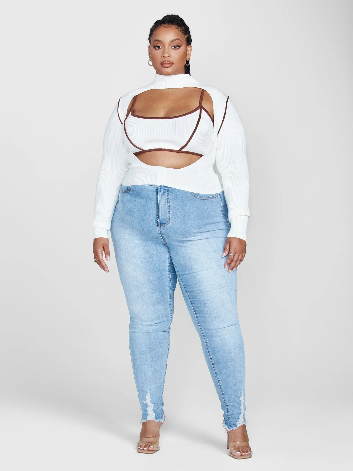 Keisha Cutout Sweater and Tank Set