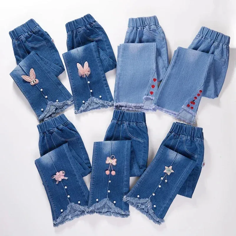 Kids Baby Girls Cowboy Pants Spring Autumn Baby Girls Jeans Casual Girls Jeans Children Clothing Kids Bell-bottoms Jeans