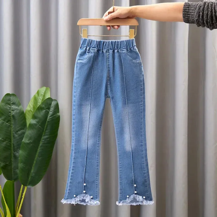 Kids Baby Girls Cowboy Pants Spring Autumn Baby Girls Jeans Casual Girls Jeans Children Clothing Kids Bell-bottoms Jeans