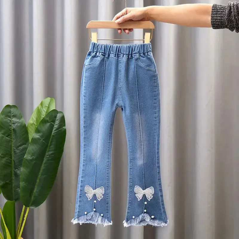 Kids Baby Girls Cowboy Pants Spring Autumn Baby Girls Jeans Casual Girls Jeans Children Clothing Kids Bell-bottoms Jeans